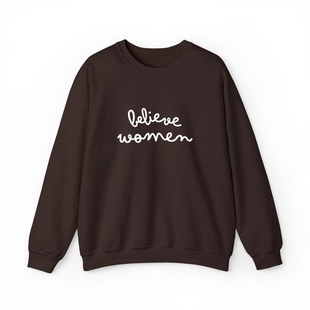 Believe Women Embroidered Sweatshirt | Feminist Statement Crewneck | Women's Rights Embroidered Pullover