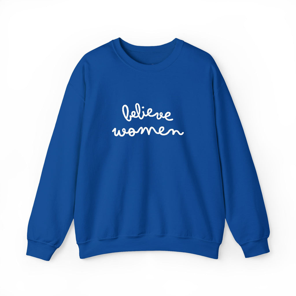 Believe Women Embroidered Sweatshirt | Feminist Statement Crewneck | Women's Rights Embroidered Pullover