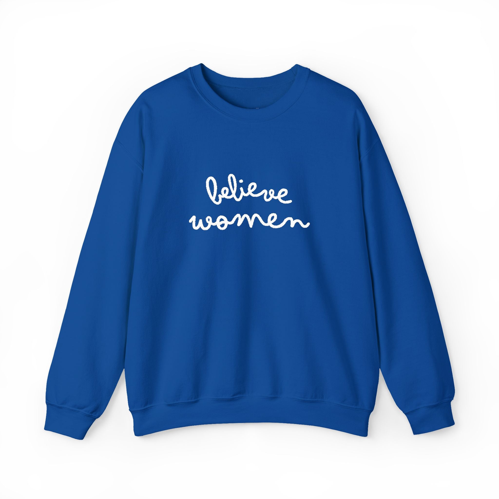 Believe Women Embroidered Sweatshirt | Feminist Statement Crewneck | Women's Rights Embroidered Pullover