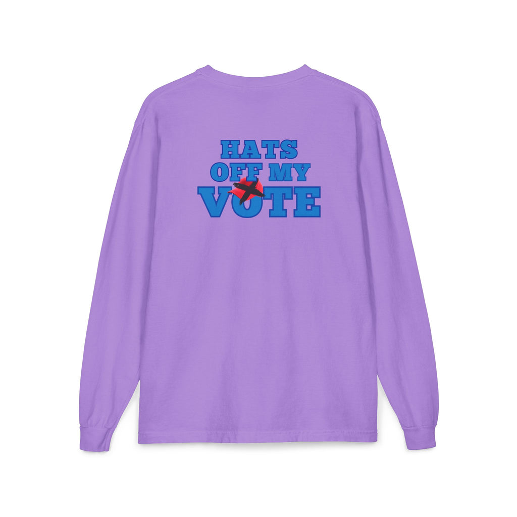 Hats Off My Vote Long Sleeve Shirt | Political Comfort Colors Pocket Tee | Voting Rights Shirt