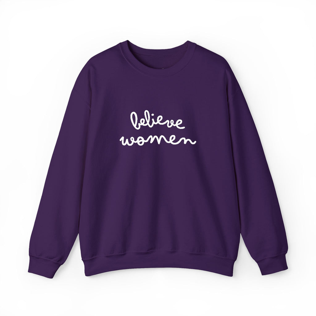 Believe Women Embroidered Sweatshirt | Feminist Statement Crewneck | Women's Rights Embroidered Pullover
