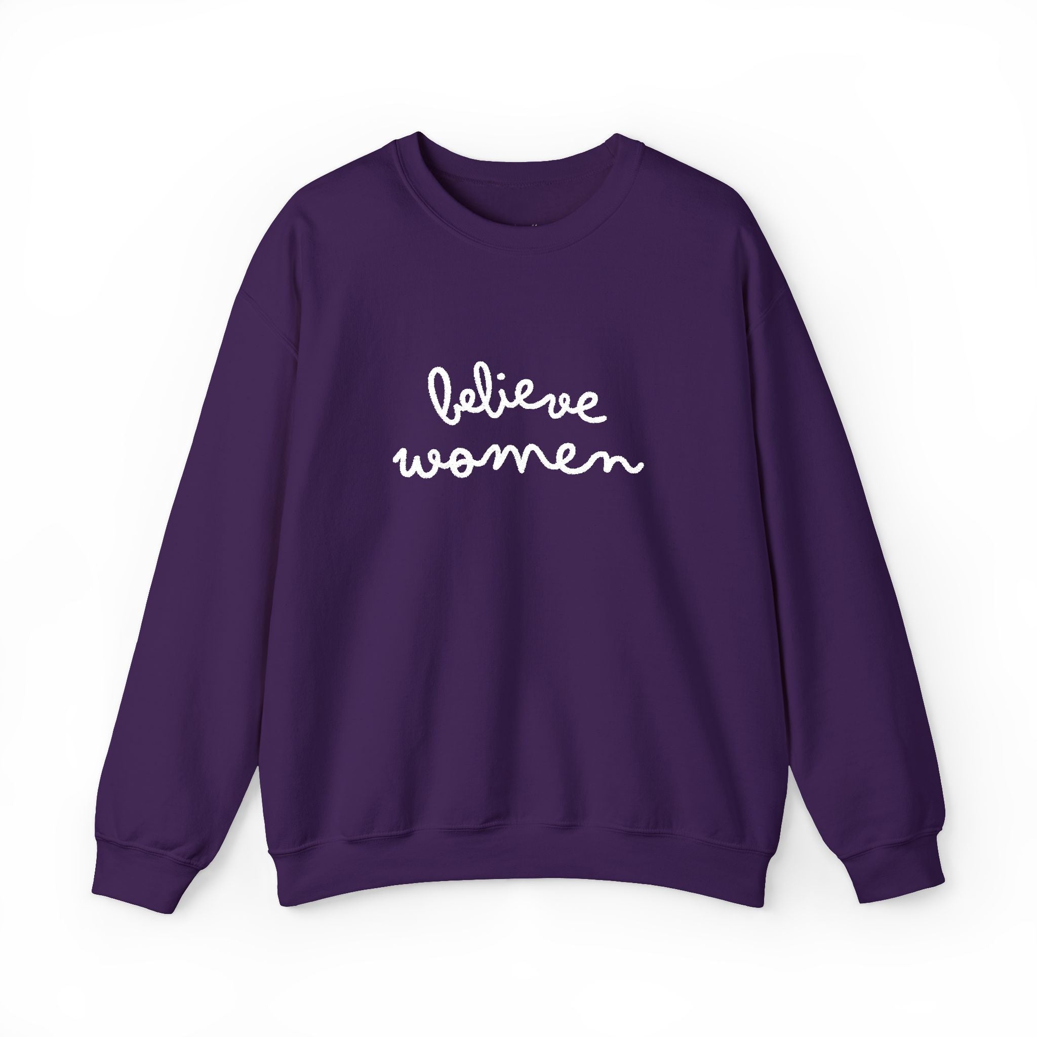 Believe Women Embroidered Sweatshirt | Feminist Statement Crewneck | Women's Rights Embroidered Pullover