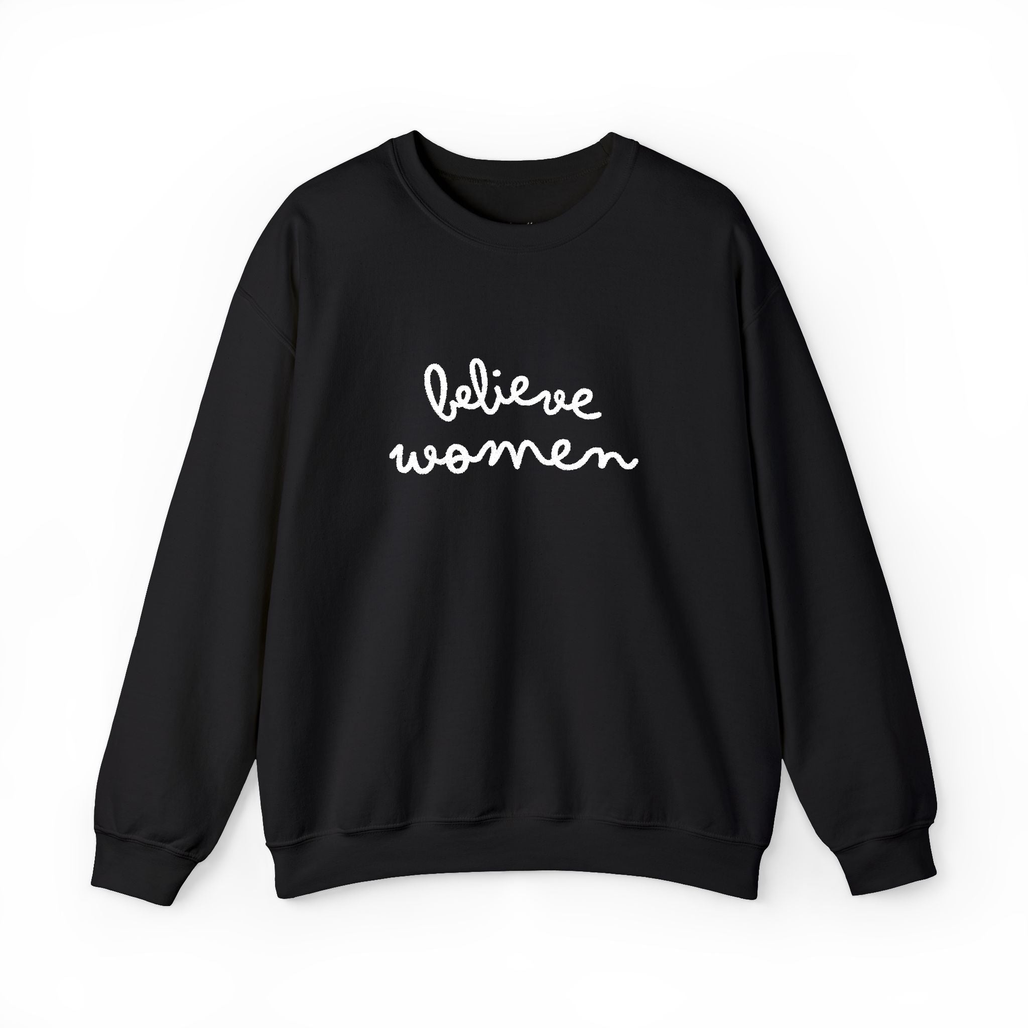 Believe Women Embroidered Sweatshirt | Feminist Statement Crewneck | Women's Rights Embroidered Pullover