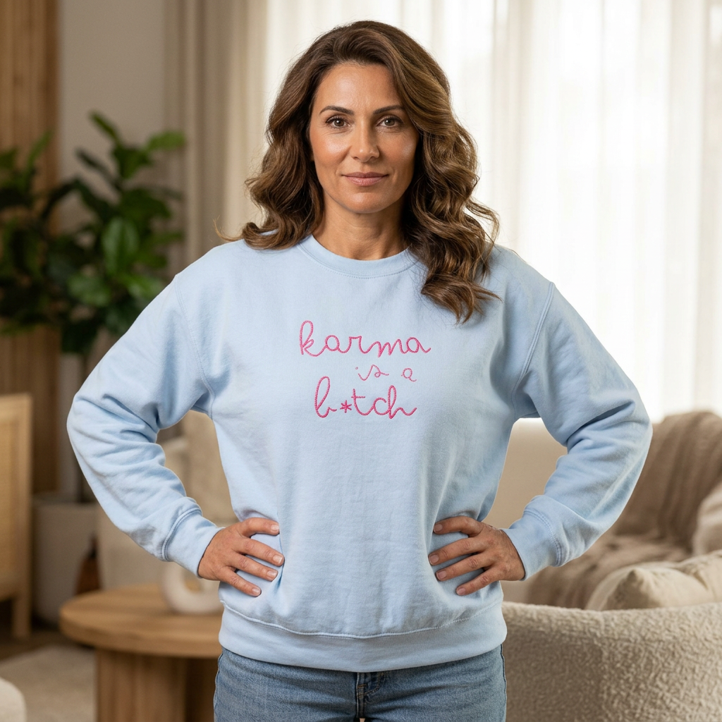 Karma Is a B*tch Embroidered Crewneck Sweatshirt  | Sassy Sweatshirt