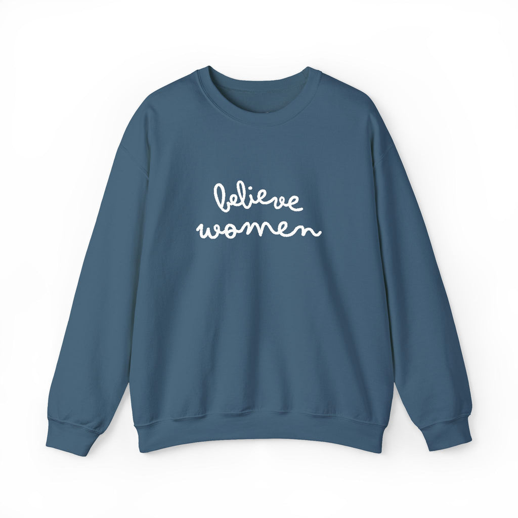 Believe Women Embroidered Sweatshirt | Feminist Statement Crewneck | Women's Rights Embroidered Pullover