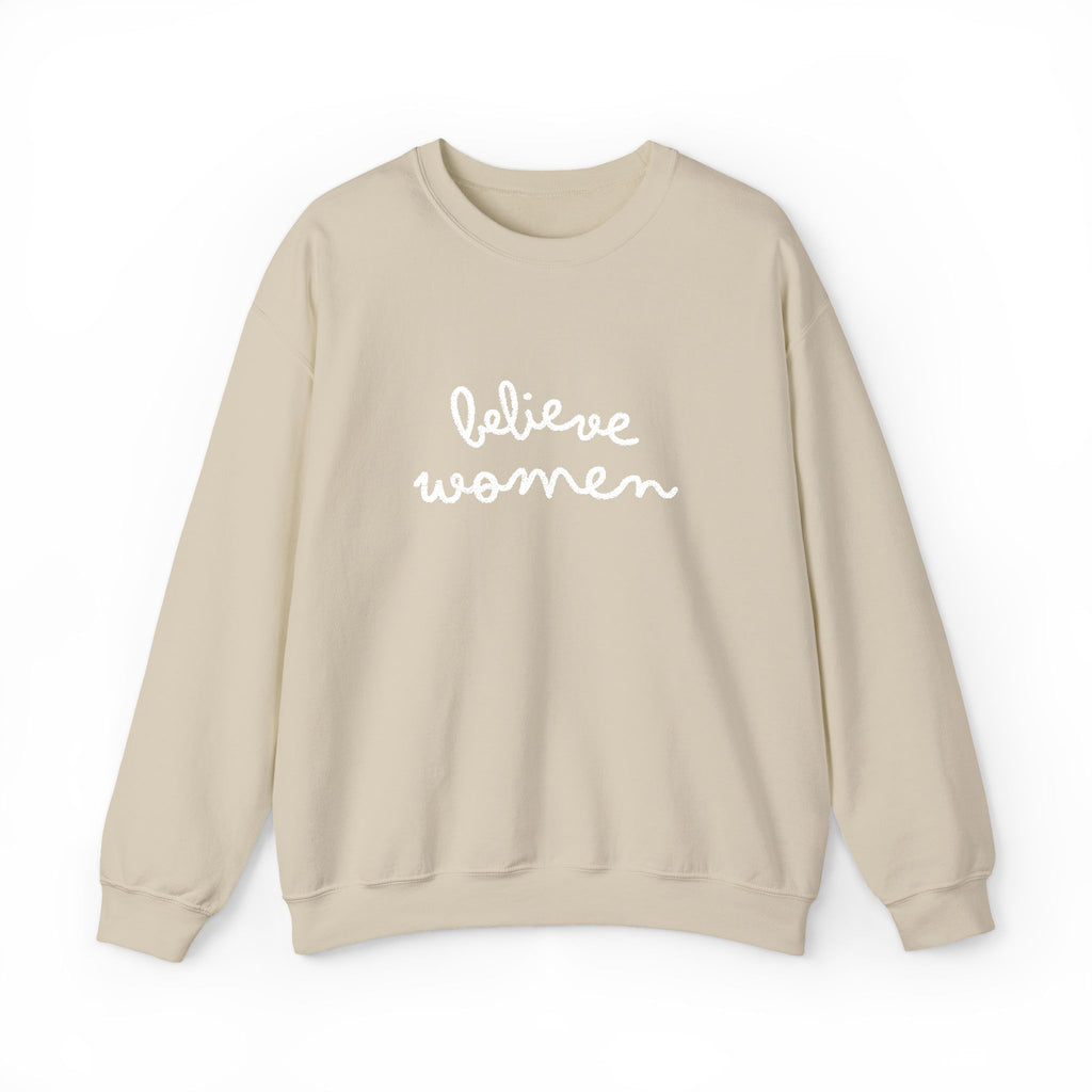 Believe Women Embroidered Sweatshirt | Feminist Statement Crewneck | Women's Rights Embroidered Pullover