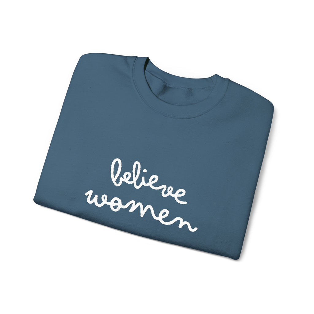 Believe Women Embroidered Sweatshirt | Feminist Statement Crewneck | Women's Rights Embroidered Pullover