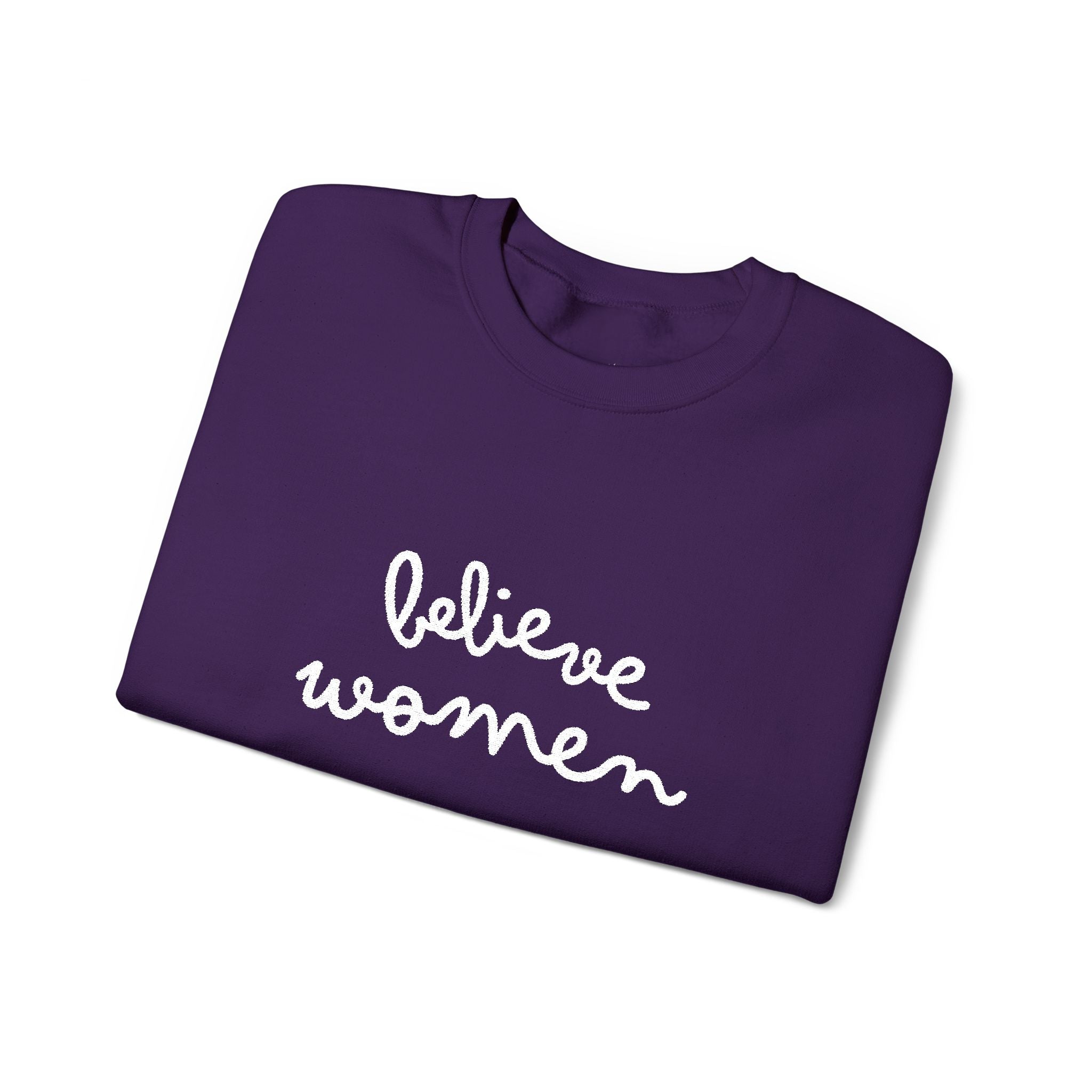 Believe Women Embroidered Sweatshirt | Feminist Statement Crewneck | Women's Rights Embroidered Pullover