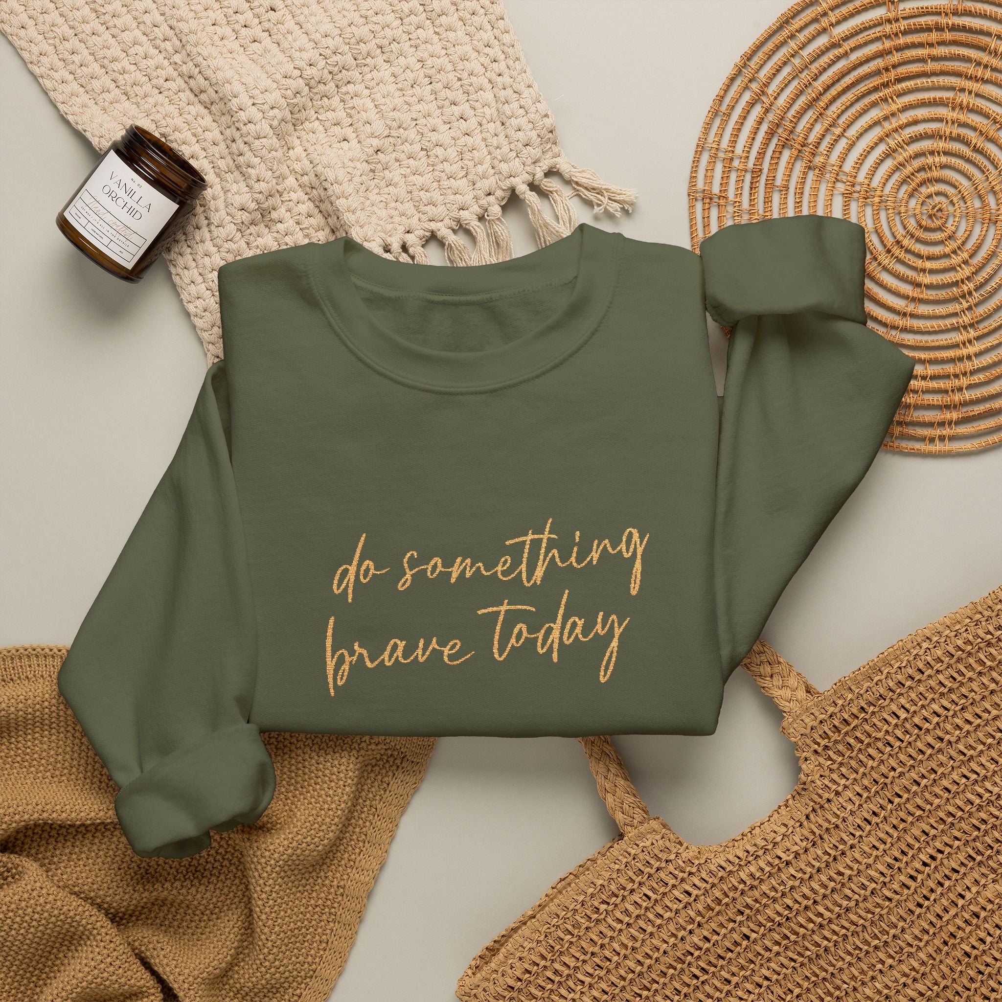 Do Something Brave Today Embroidered Sweatshirt | Inspirational Embroidered Crewneck | Motivational Unisex Pullover