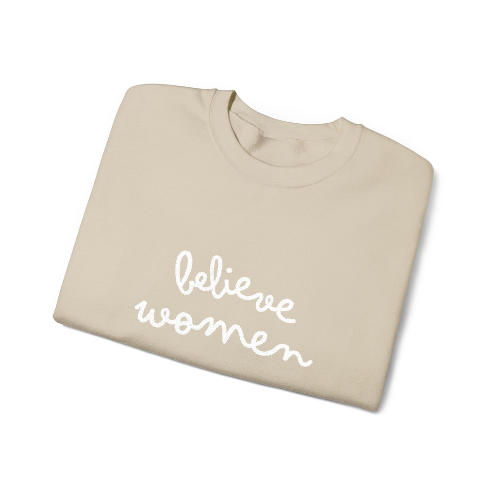 Believe Women Embroidered Sweatshirt | Feminist Statement Crewneck | Women's Rights Embroidered Pullover